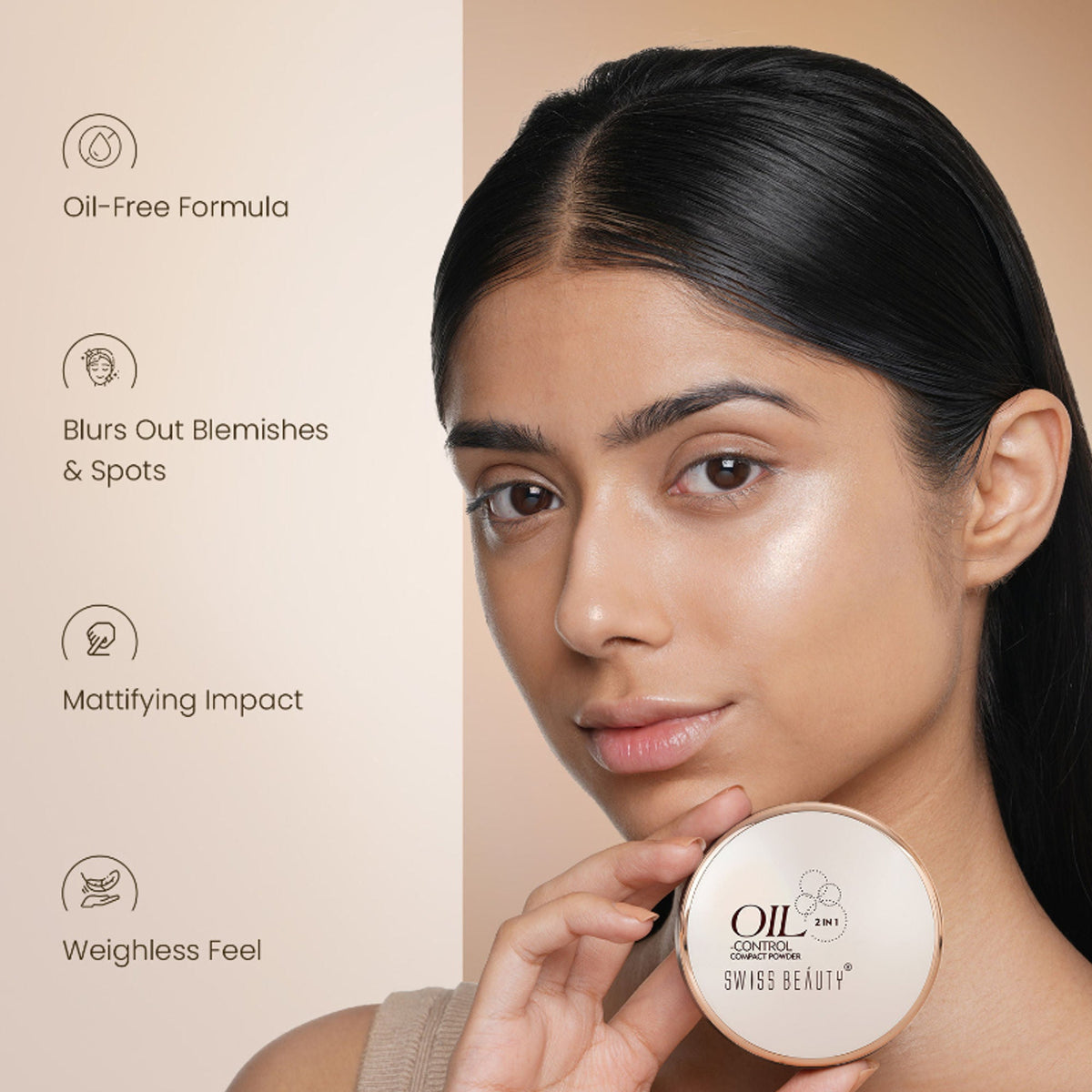 Swiss Beauty Oil Control Compact Powder - 02 Light Medium | Grocsy