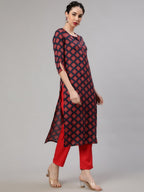 Aks Geometric Printed Regular Kurta With Trousers | Grocsy