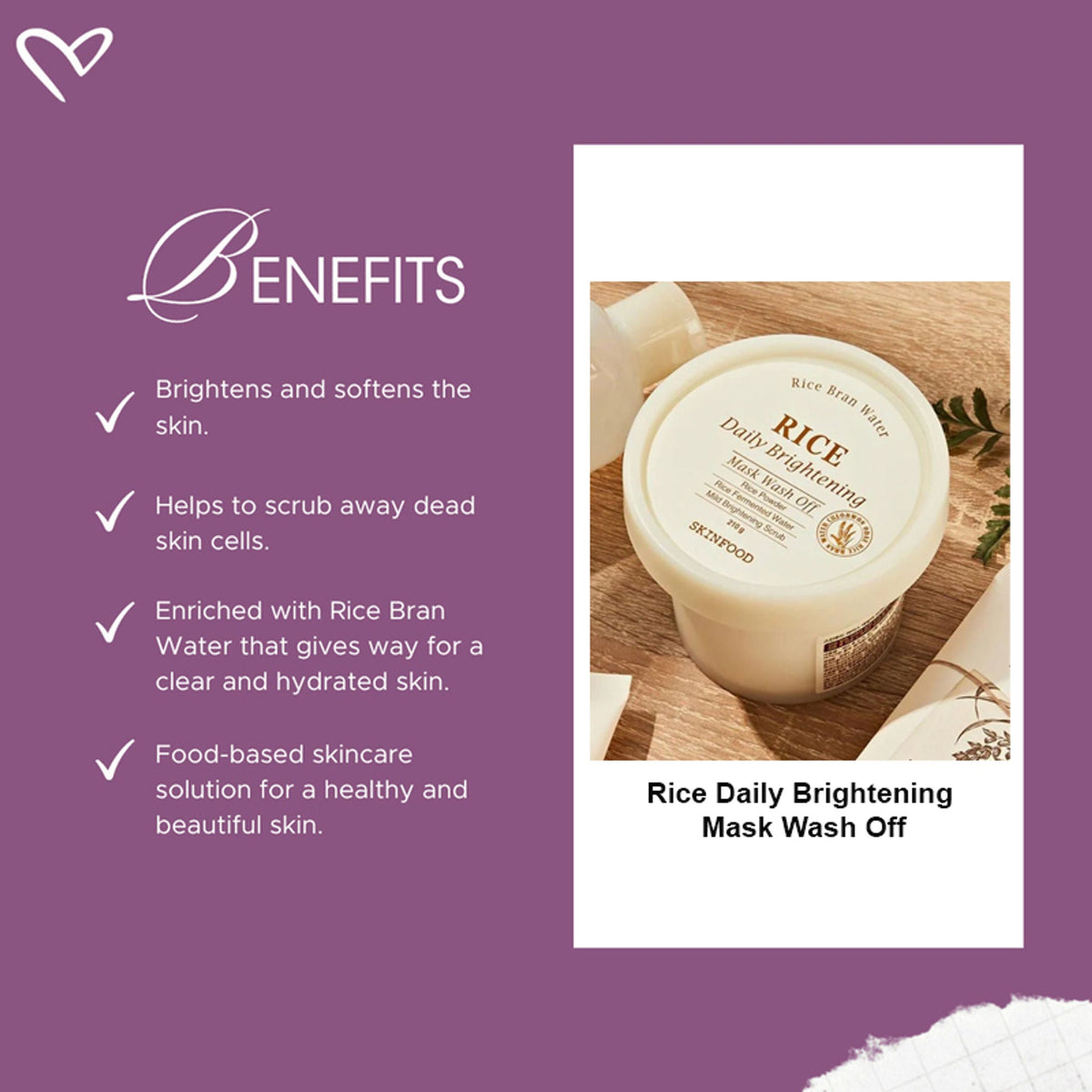 Skinfood Rice Daily Brightening Mask Wash Off | Grocsy