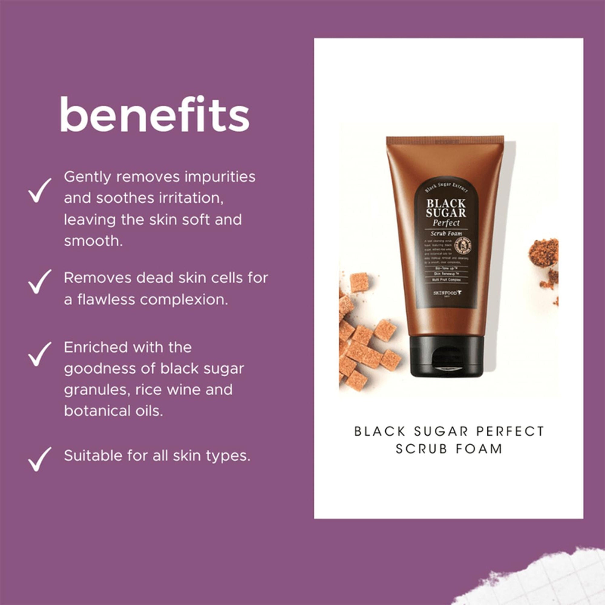 Skinfood Black Sugar Perfect Scrub Foam | Grocsy