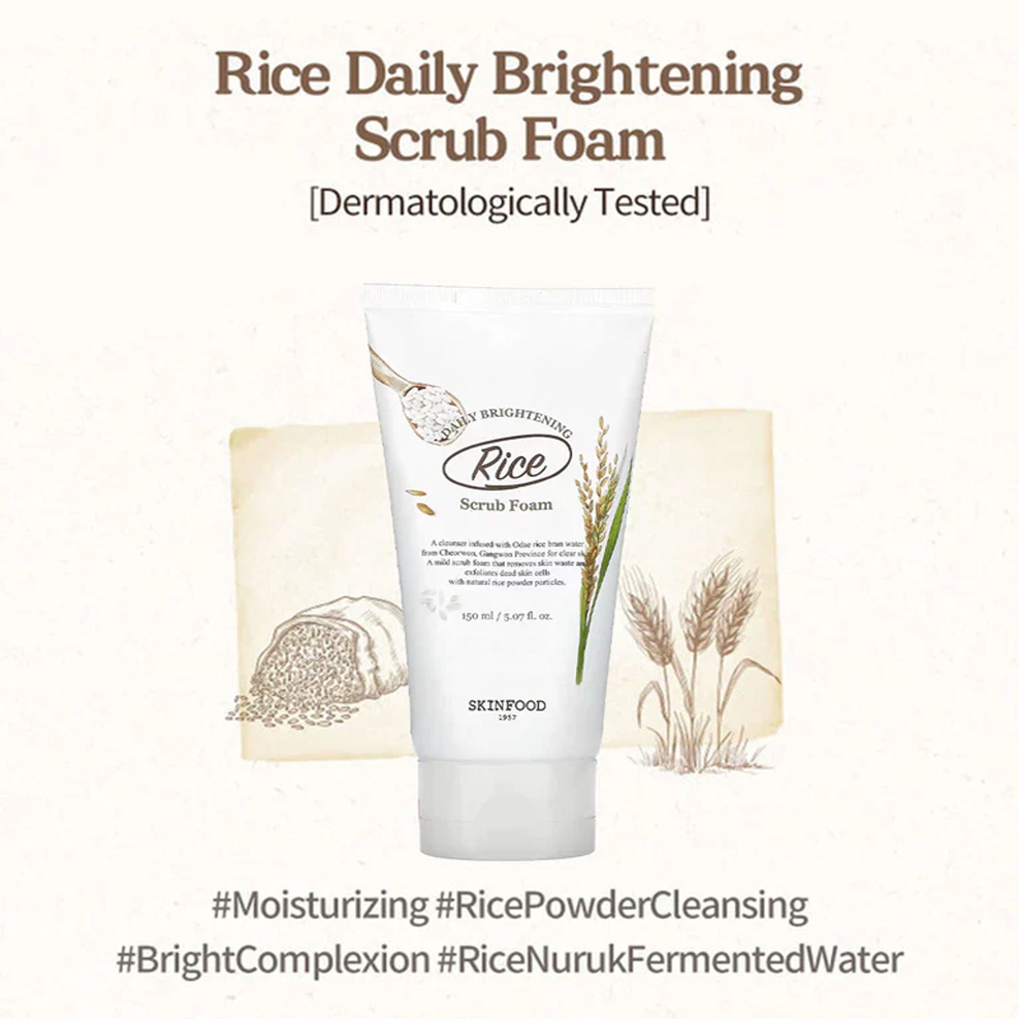 Skinfood Rice Daily Brightening Scrub Foam | Grocsy