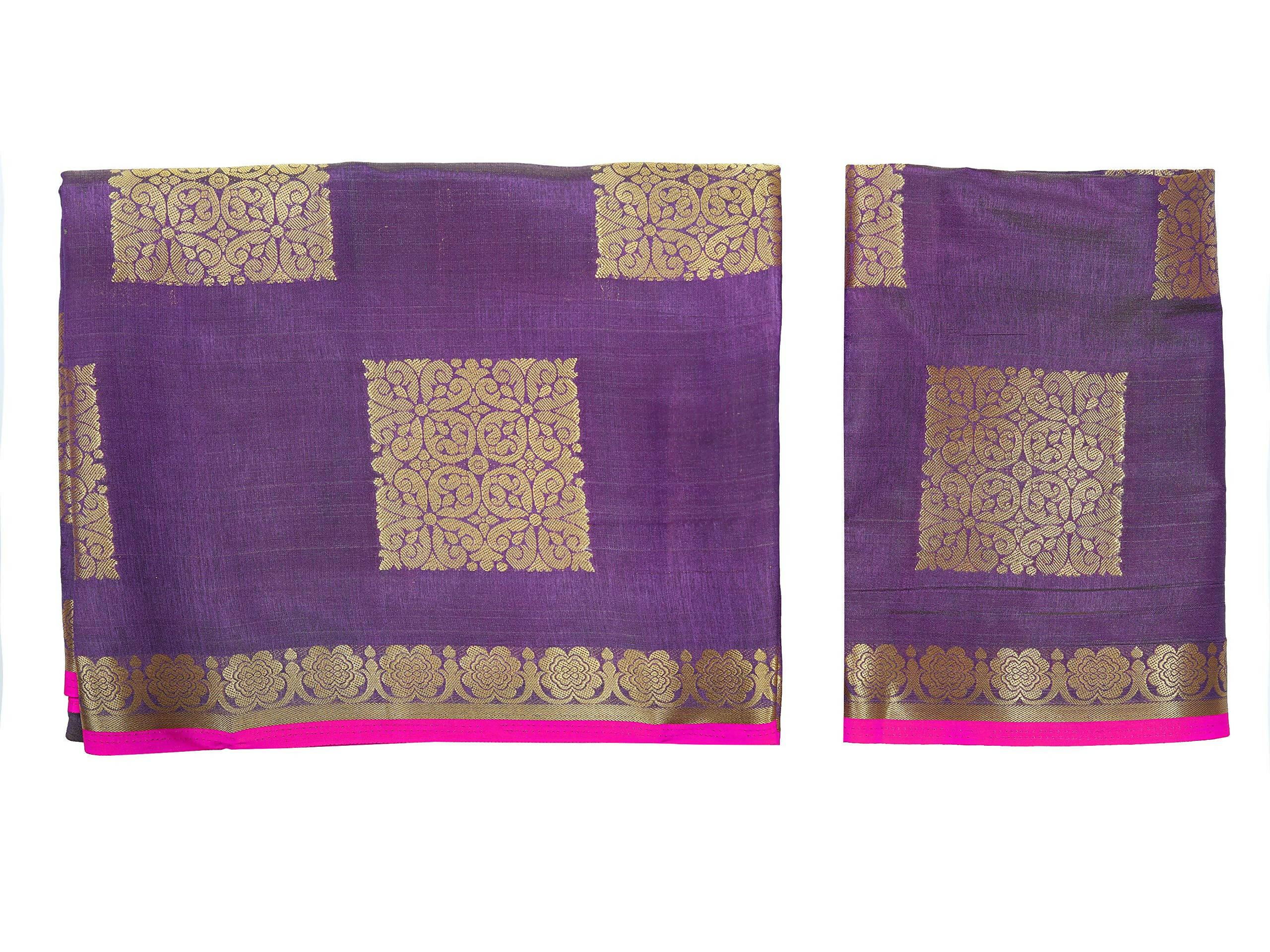 Mimosa Women's Kanchipuram Tussar Silk Purple Saree | Grocsy