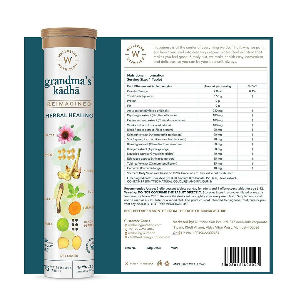 Wellbeing Nutrition Grandma's Kadha Tablets | Grocsy