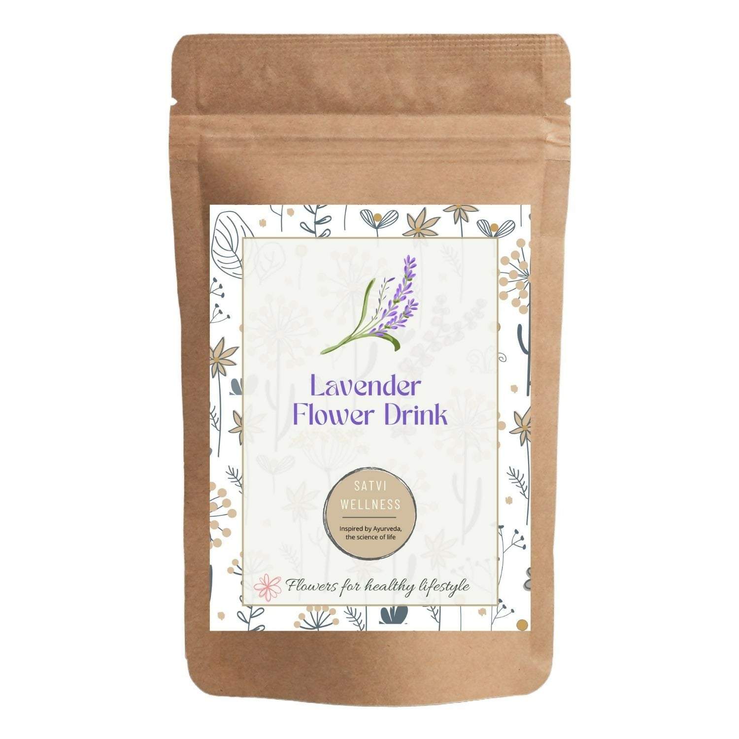 Satvi Wellness Lavender flower Tea | Lavender tea | Lavender flower drink mix  | Herbal Tea | Grocsy