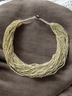 Inhanns Handmade Beaded Multilayer Necklace, 20 Layers - Cream | Grocsy