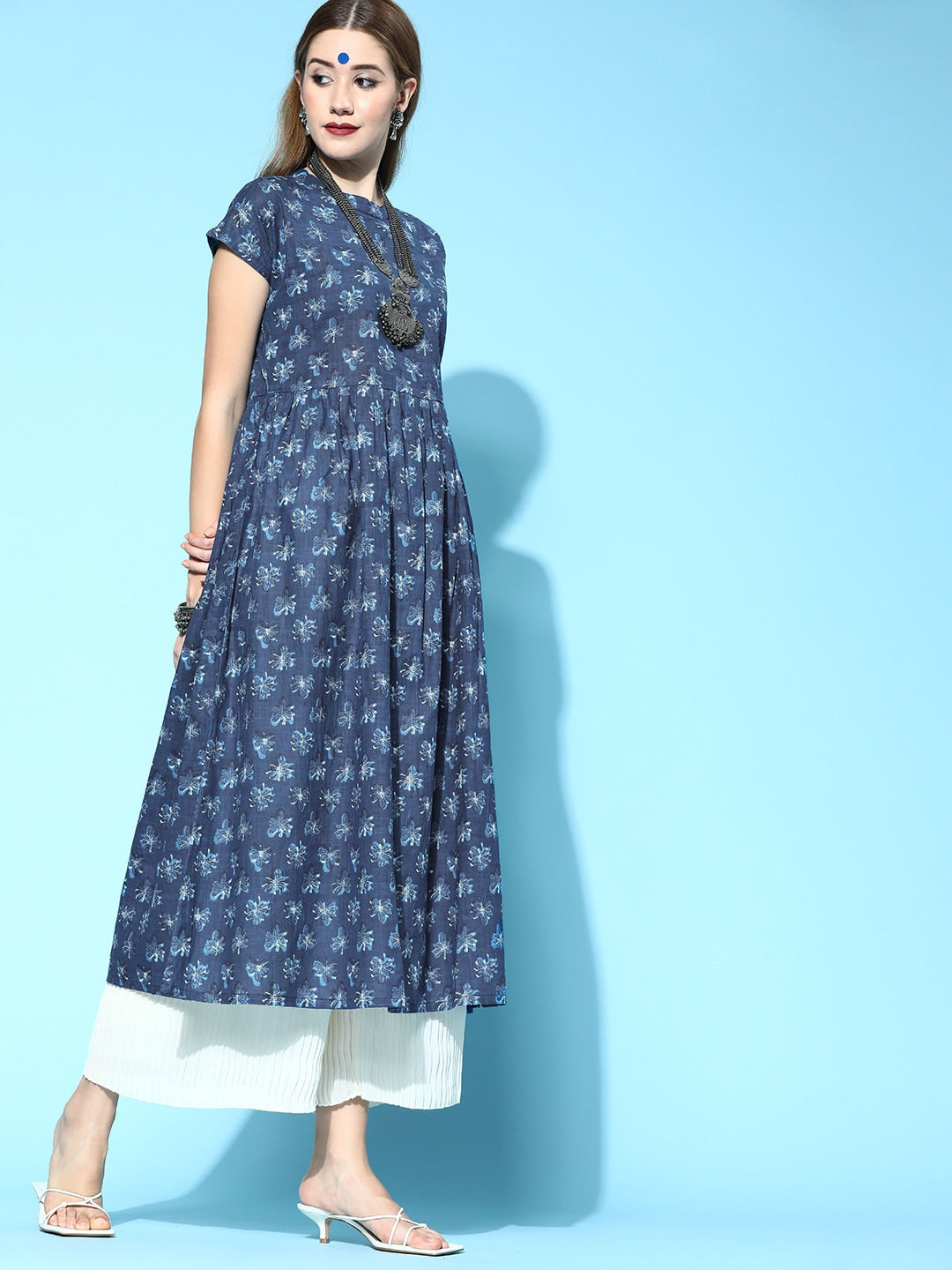 HERE&NOW Stunning Blue Cotton Kurta | Grocsy