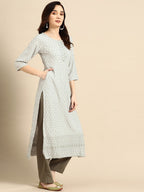 Sangria Embroidered Sequin Straight Kurta | Grocsy