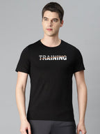 Alcis Men Typography Printed Anti Static Slim Fit Sports T-shirt | Grocsy