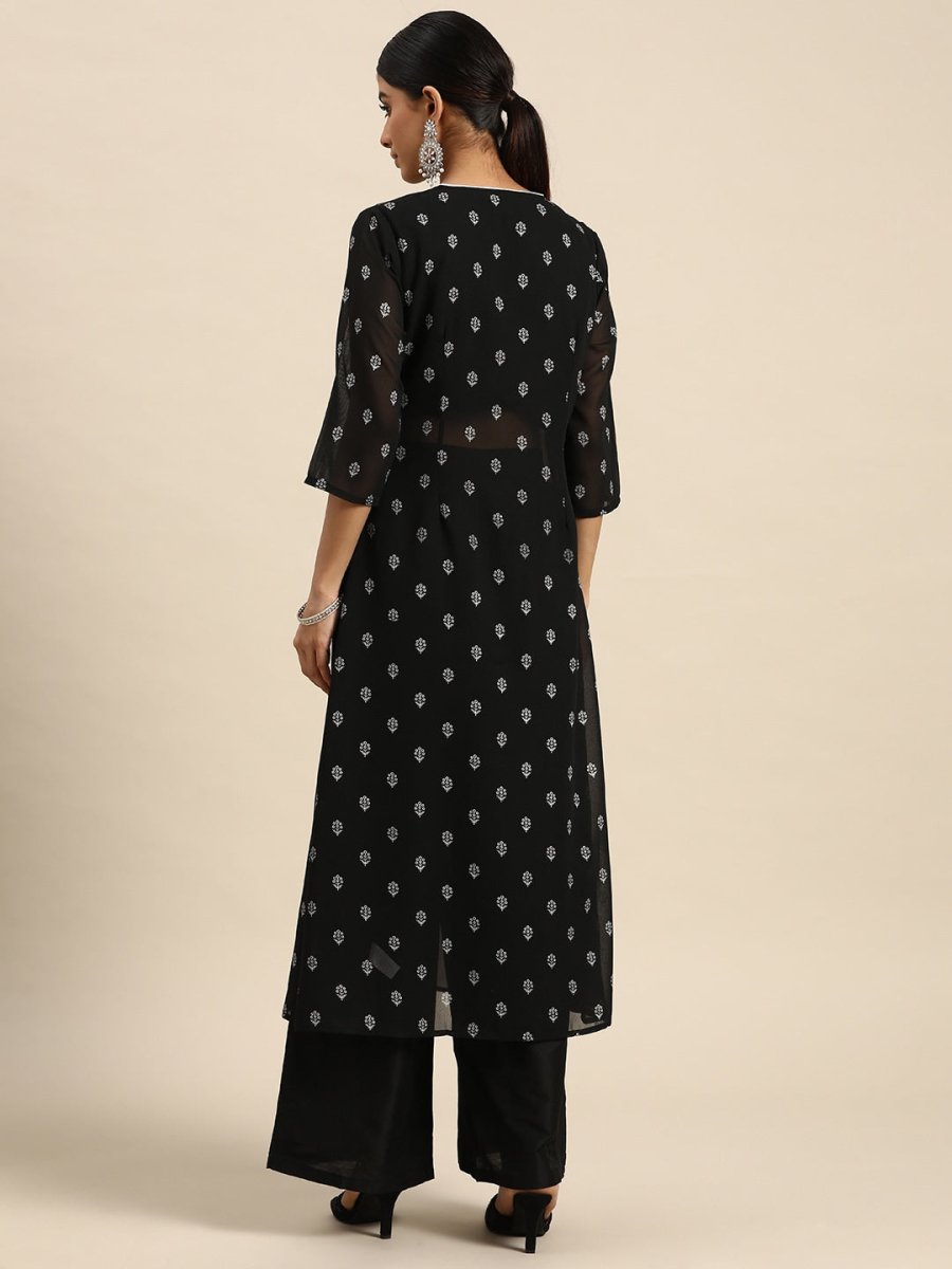 All About You Ethnic Motifs Print High-Slit Kurta with Palazzos | Grocsy