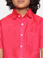 Sethukrishna Boys Rose & White Shirt with Dhoti | Grocsy