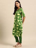 Sangria Floral Printed Regular Kurta with Trousers | Grocsy