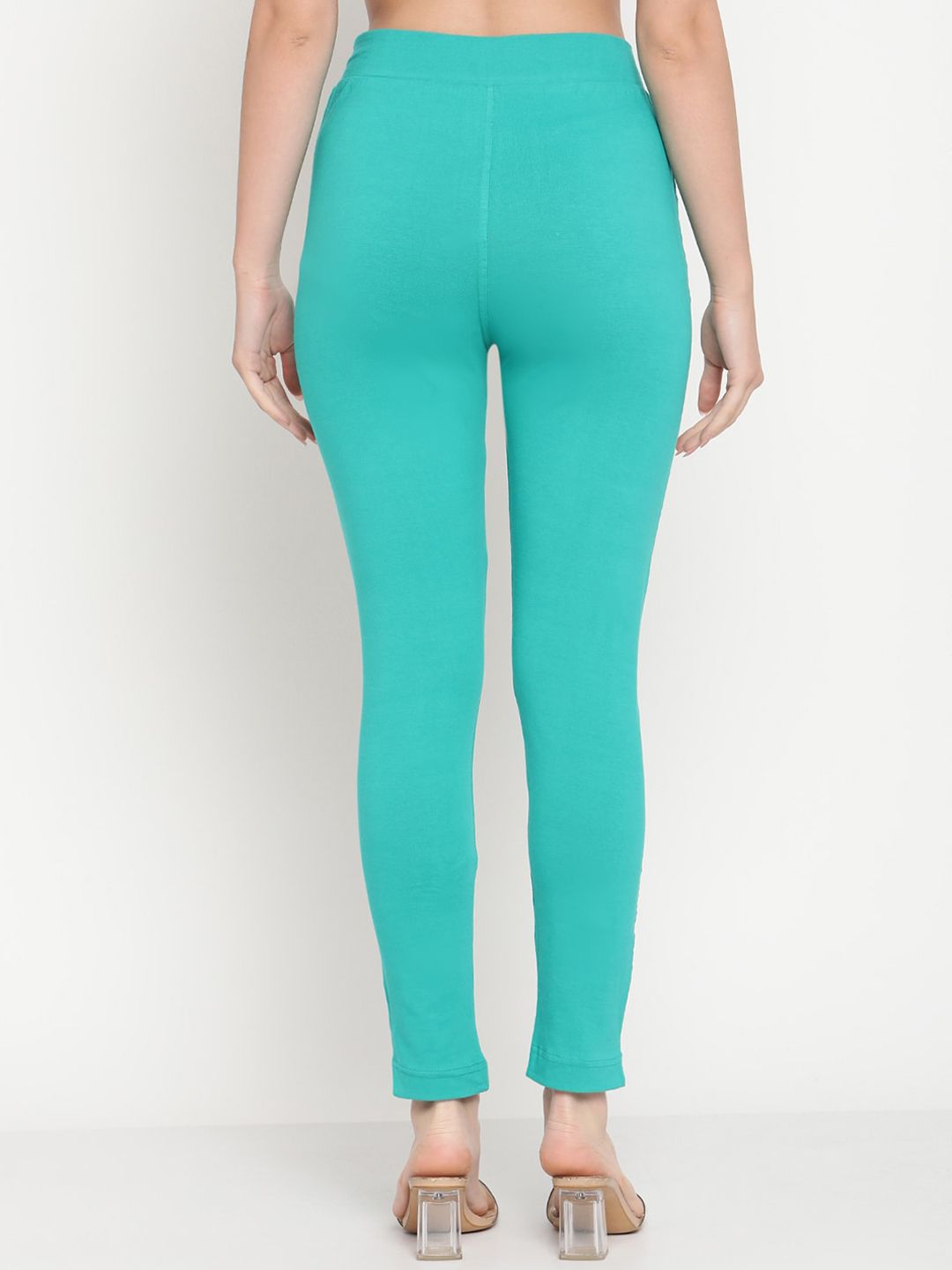 TAG 7 Women Turquoise Blue & Beige Ankle-Length Leggings Pack of 2 | Grocsy