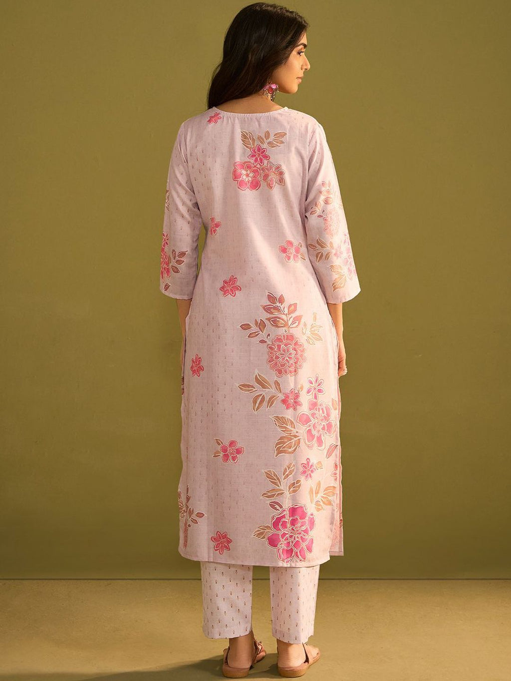 Indo Era Women Floral Printed Regular Kurta with Trousers | Grocsy
