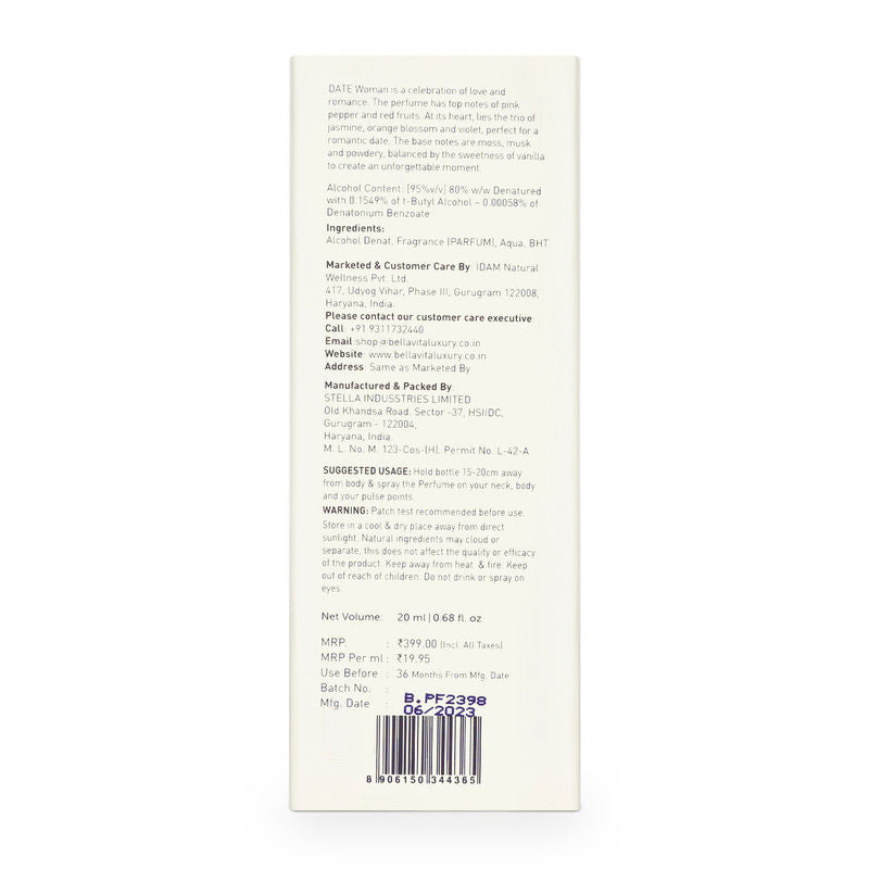 Bella Vita Date Perfume | Grocsy
