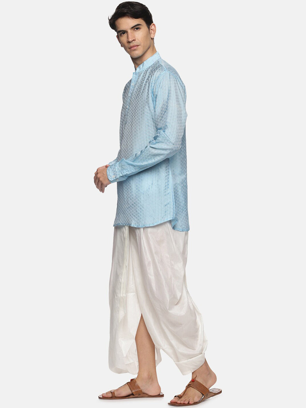 Sethukrishna Mens Blue Kurta with Dhoti Pants | Grocsy