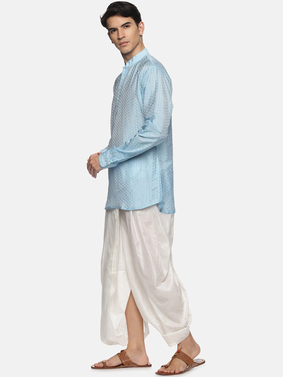 Sethukrishna Mens Blue Kurta with Dhoti Pants | Grocsy