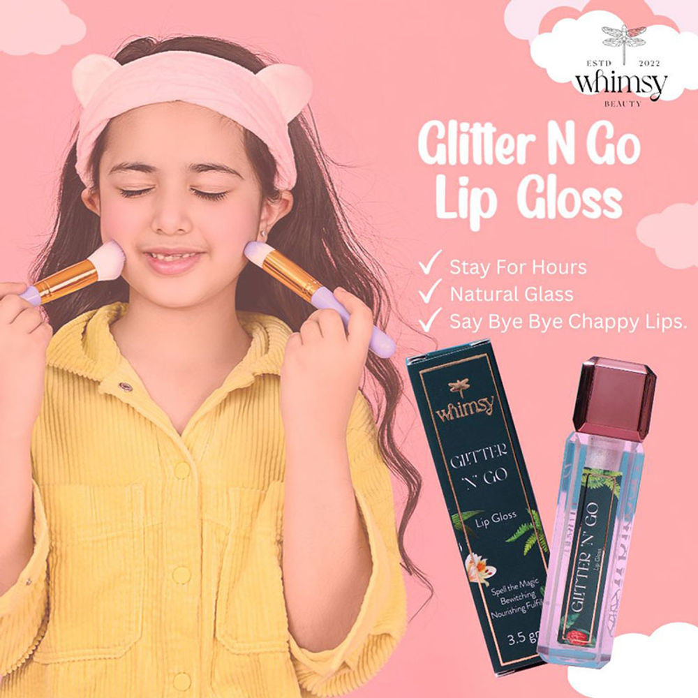 Whimsy Beauty Safe & Organic Non-Sticky Lip Gloss For Teen And Preteen Girls (Glitter N Go) | Grocsy