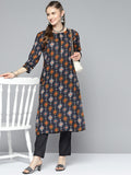 HERE&NOW Women Ethnic Motifs Printed Kurta with Trousers | Grocsy