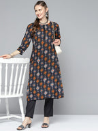 HERE&NOW Women Ethnic Motifs Printed Kurta with Trousers | Grocsy