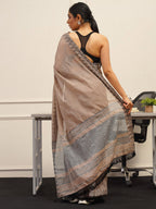 Tikhi Imli Brown Printed Woven Design Saree | Grocsy