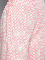 HERE&NOW Women Pink Floral Printed Pure Cotton Kurta with Palazzos & With Dupatta | Grocsy