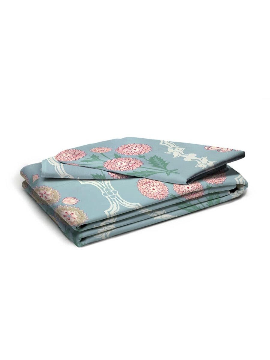 AEROHAVEN Premium Blue & Pink Ethnic Motifs Cotton 300 TC King Bedsheet & 2 Pillow Covers | Grocsy