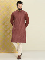 House of Pataudi Men Floral Embroidered Sequined Floral Jashn Kurta | Grocsy