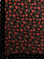 Tikhi Imli Black & Red Poly Georgette Printed Saree | Grocsy