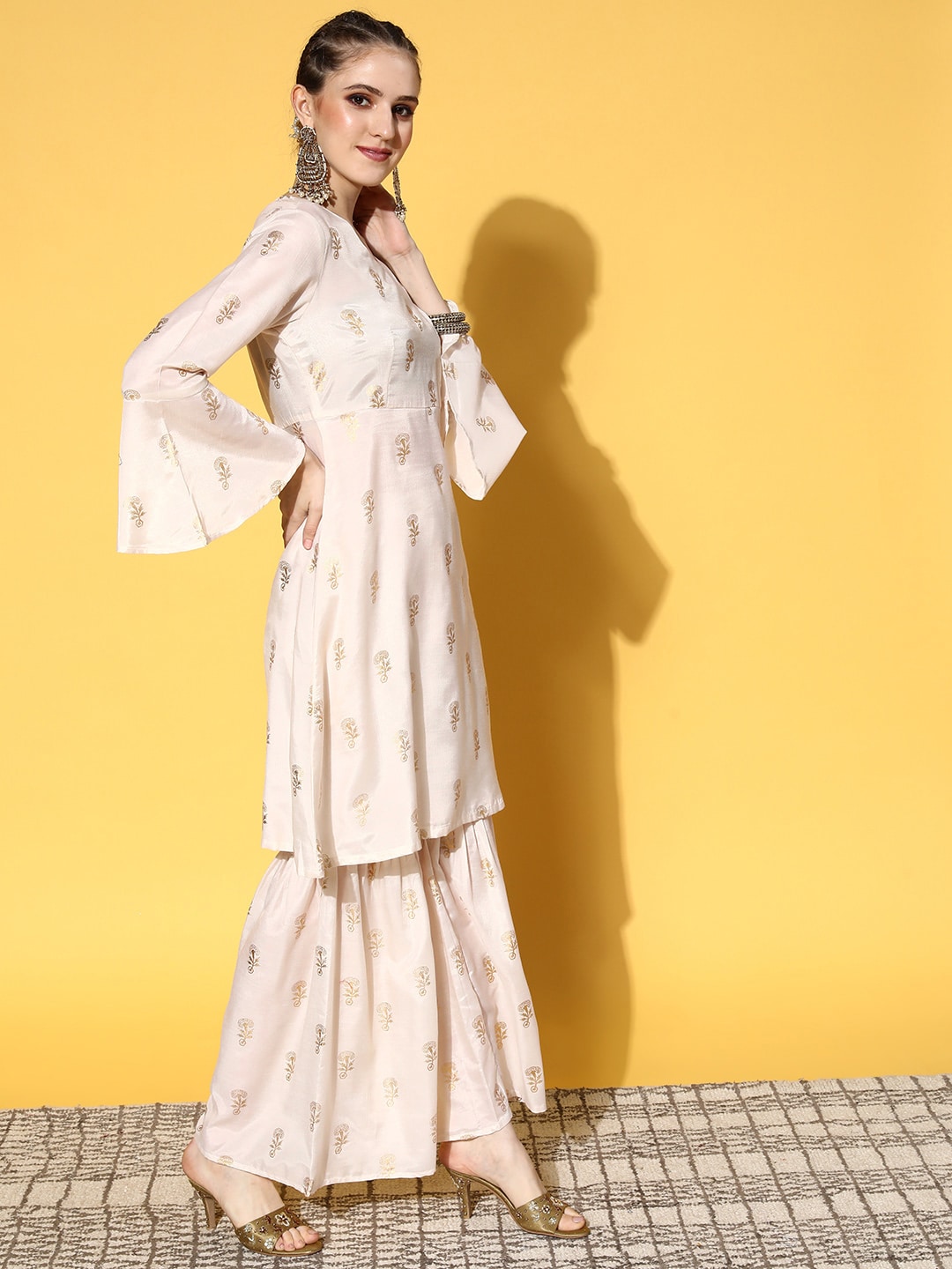 HERE&NOW Women Ethnic Motifs Polyester Print Parade Kurta Set | Grocsy