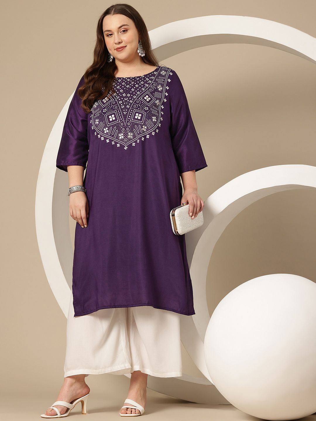 Sztori Plus Size Geometric Print Kurta | Grocsy