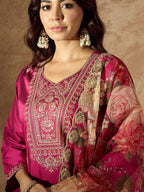 Indo Era Women Floral Embroidered Regular Kurta with Trousers & With Dupatta | Grocsy