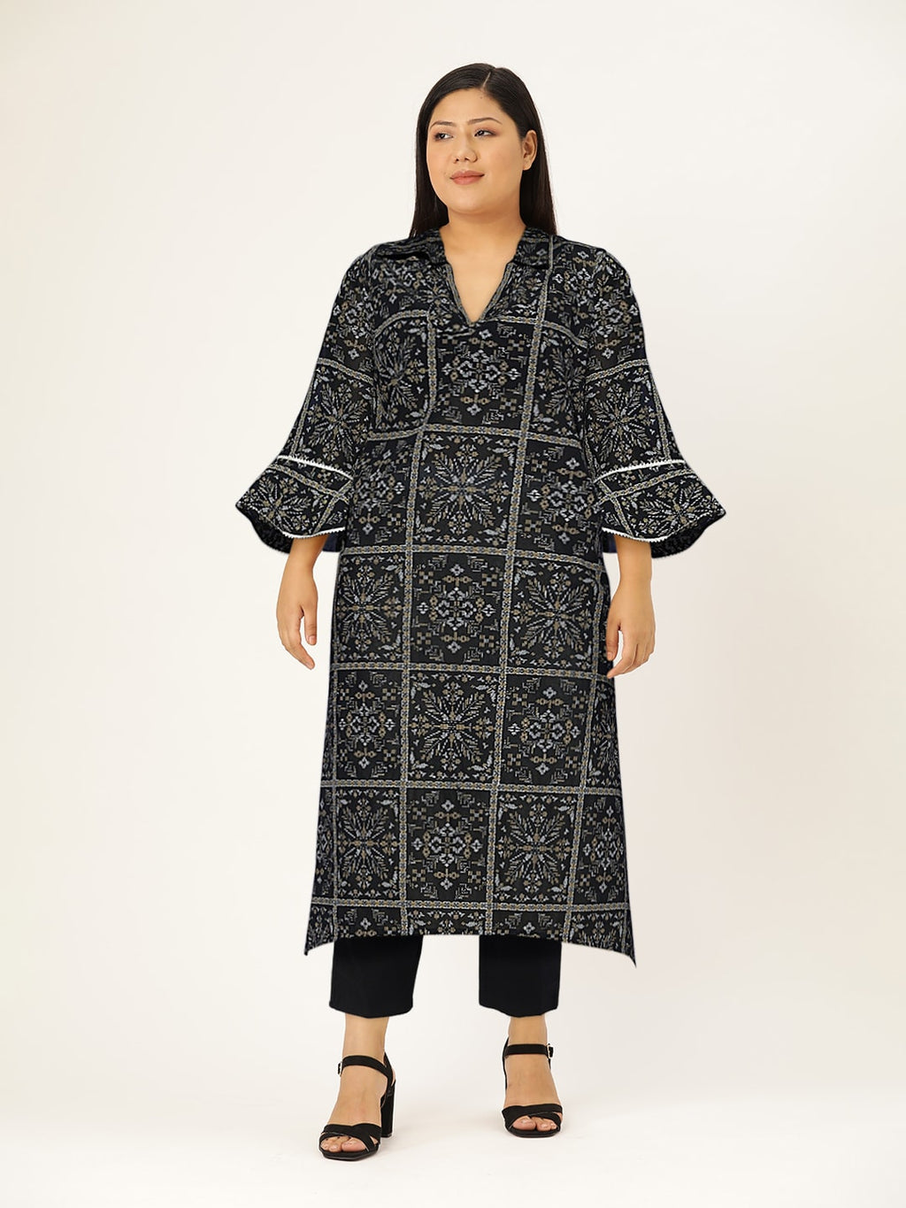 Sangria Women Black New Neckline Kurta | Grocsy
