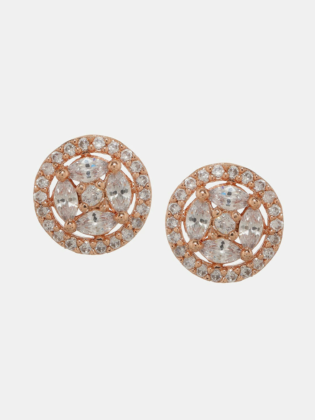Round Rose Gold Diamond Studs- Ruby Raang | Grocsy