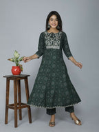 Alvano Women's Attractive And Stylish Rayon Anarkali Kurta With Pant And Dupatta | Grocsy