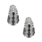 Black & Silver Diamond Hoops Earrings- Ruby Raang