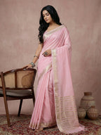 Shree Shyam Fashion Light Pink Cotton Saree | Grocsy
