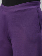 Souchii Women Purple Knitted Palazzos | Grocsy