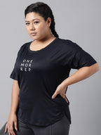 MKH Plus Size Typography Printed Drop Shoulder Sleeves Dri-FIT Relaxed Fit Sports T-shirt | Grocsy