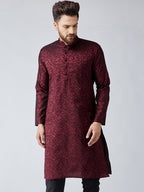 Sojanya Men Maroon Woven Design Straight Kurta | Grocsy