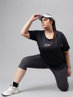 MKH Plus Size Typography Printed Relaxed Fit Dri-FIT T-shirt | Grocsy