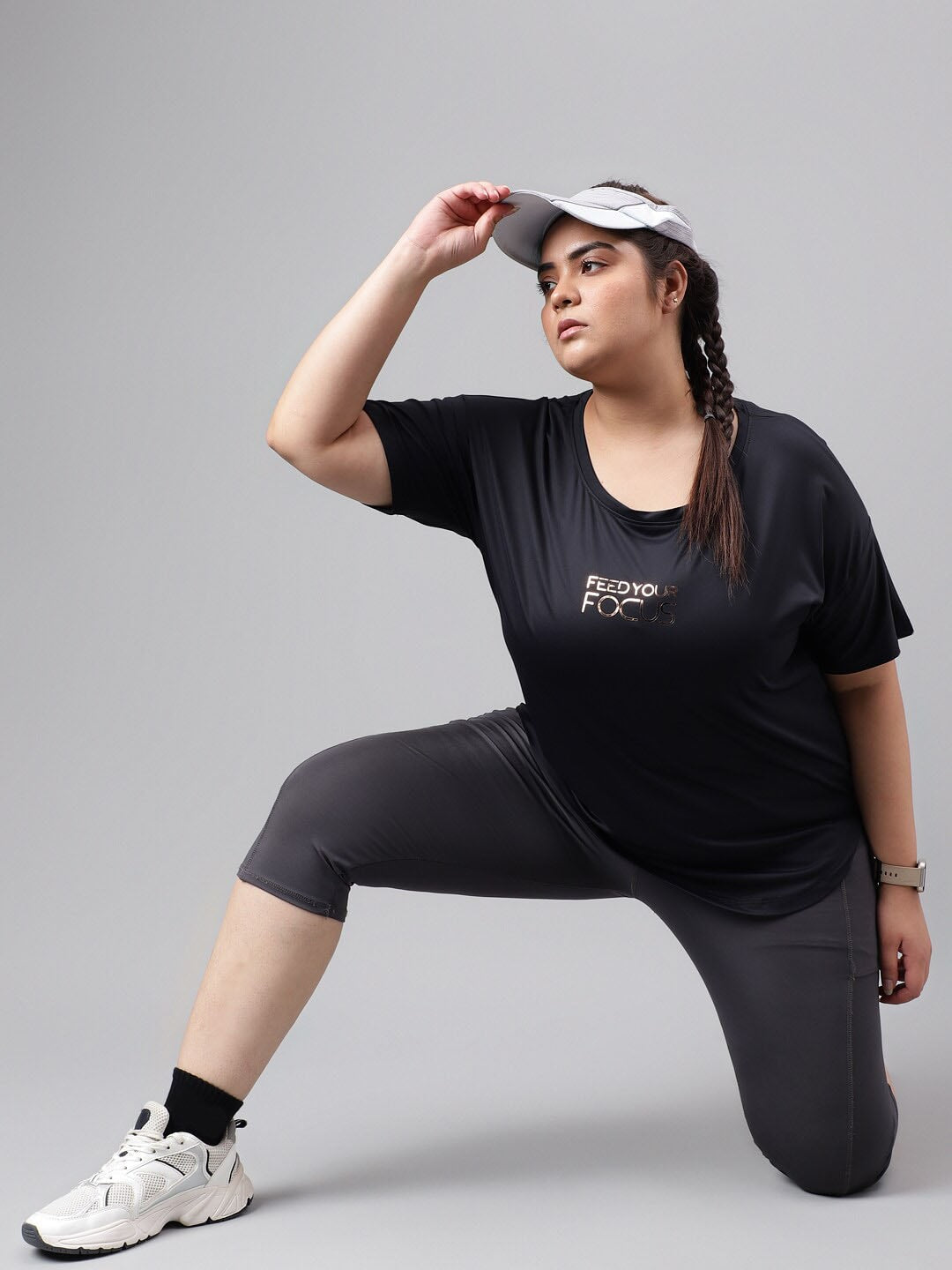 MKH Plus Size Typography Printed Relaxed Fit Dri-FIT T-shirt | Grocsy