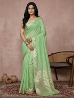 Shree Shyam Fashion Light Green Cotton Saree | Grocsy
