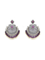Maroon Silver Plated Earrings- Ruby Raang | Grocsy