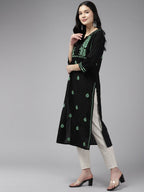 ADA Women Ethnic Motifs Embroidered Cotton Chikankari Floral Kurta | Grocsy