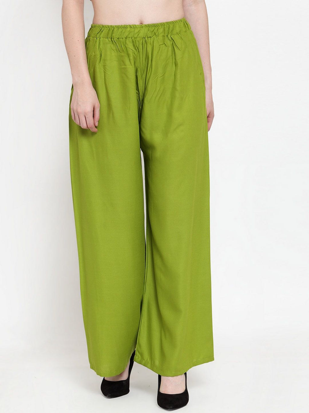 TAG 7 Women Pack Of 2 Green & Maroon Solid Flared Palazzos | Grocsy