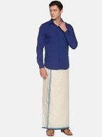 Sethukrishna Mens Off White Traditional Kerala Double Mundu | Grocsy
