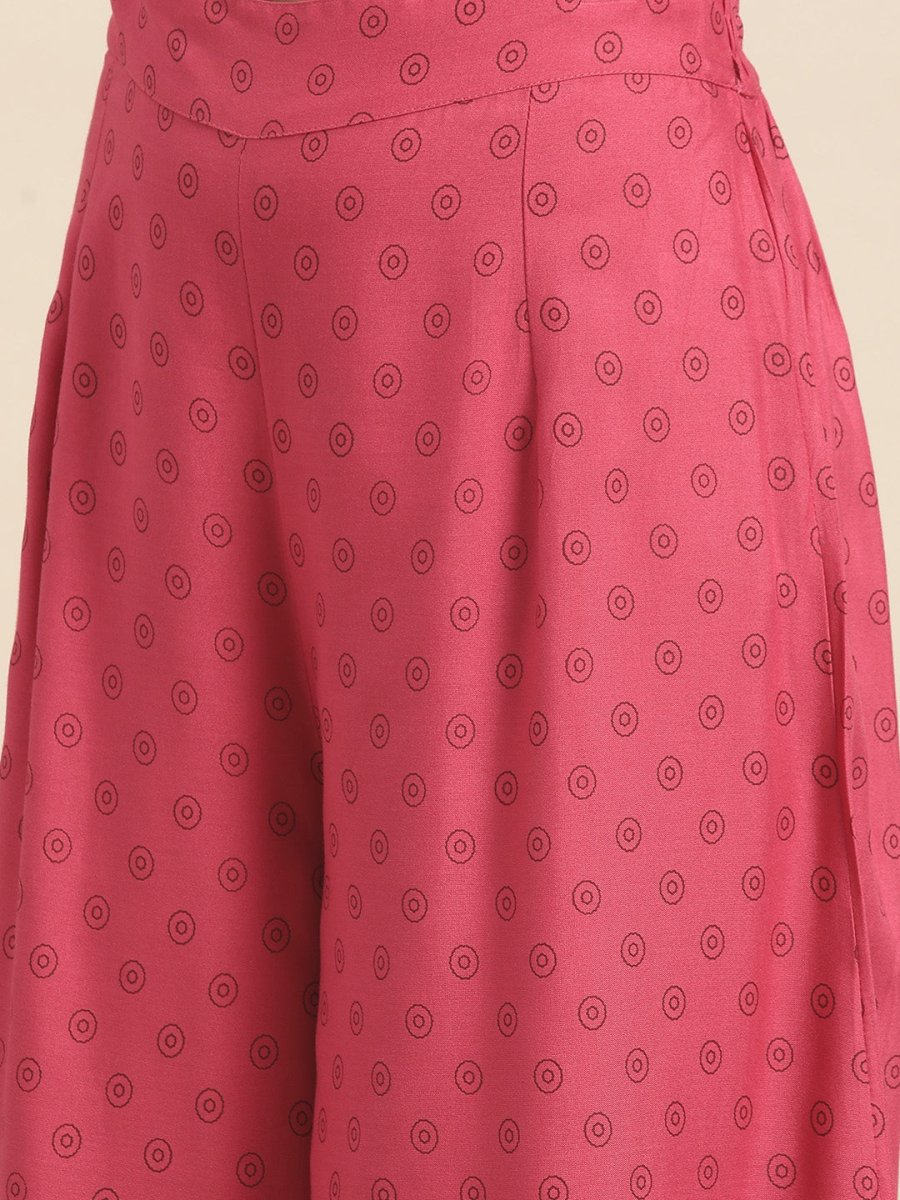 All About You Women Pink Printed Kurta with Palazzos & Dupatta | Grocsy