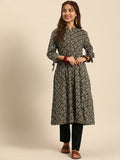 Sangria Women Ethnic Motifs Printed Mandarin Collar Anarkali Kurta | Grocsy