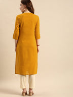 All About You Women Yellow Bandhani Yoke Design Pure Cotton Kurta | Grocsy