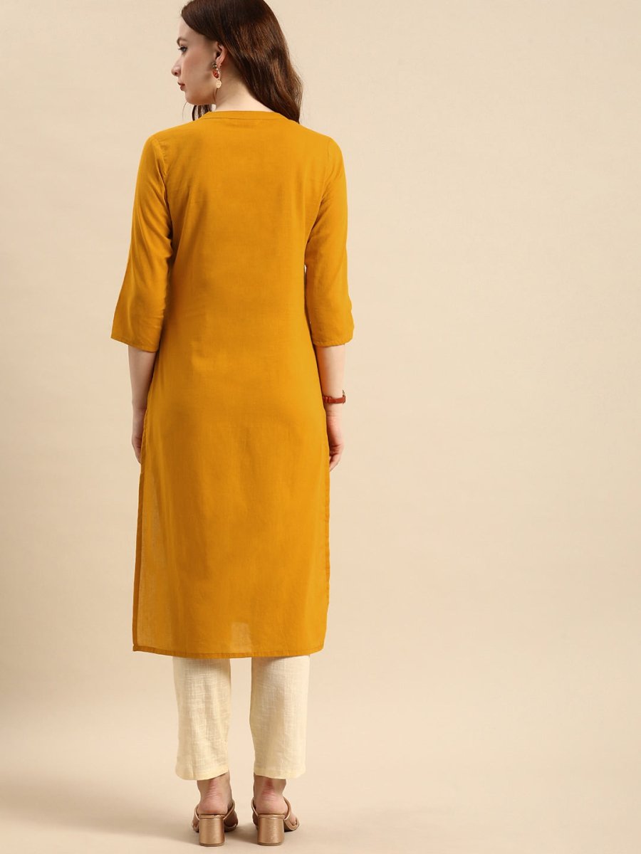 All About You Women Yellow Bandhani Yoke Design Pure Cotton Kurta | Grocsy